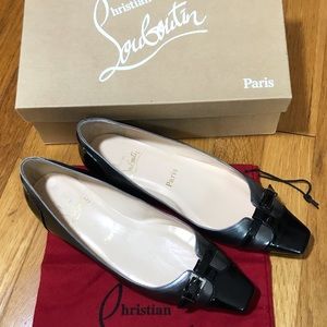 Louboutin Black & Silver Patent Flat - Asking $325